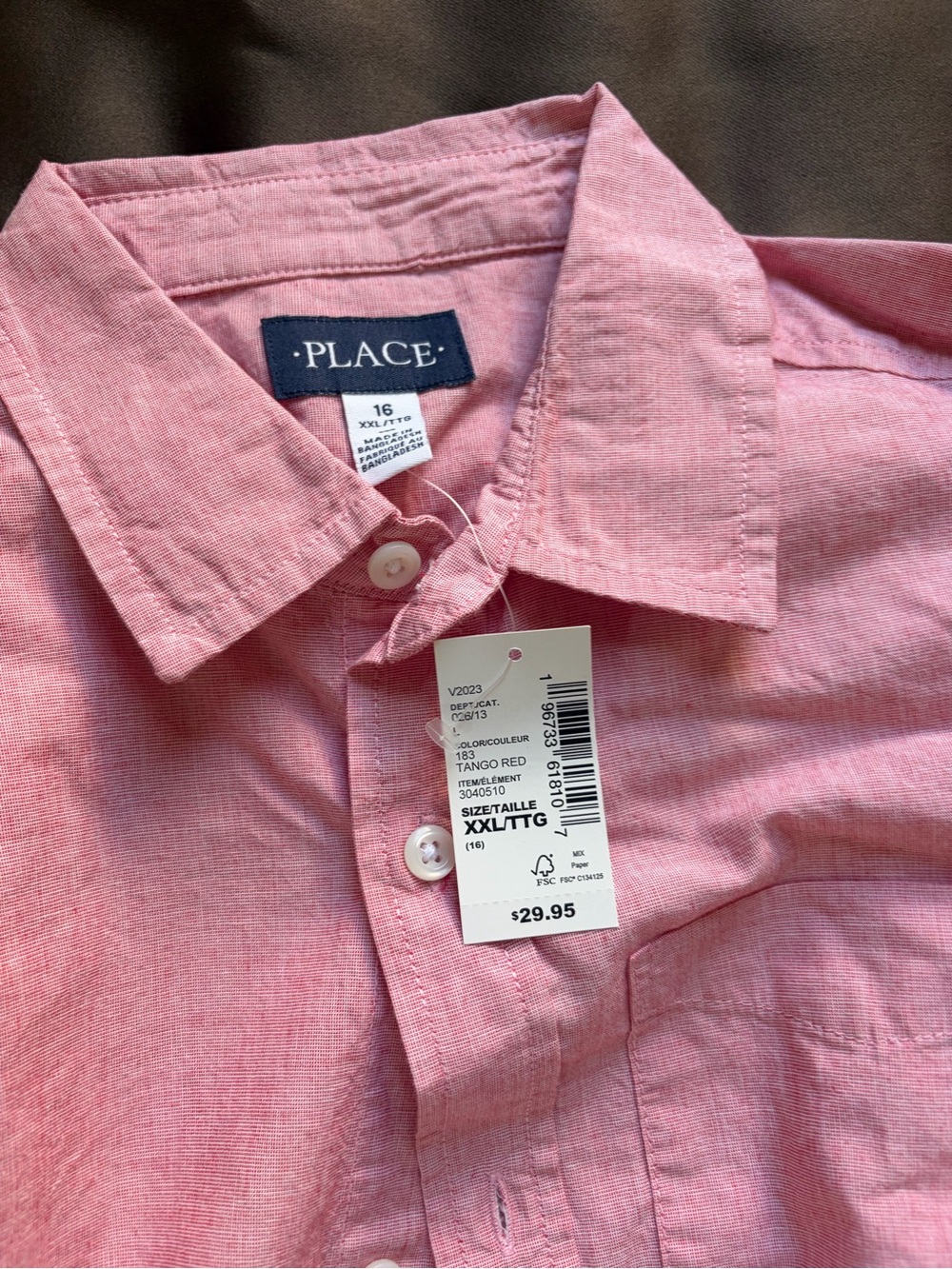 Place Kids Button-Down Shirt in Tango Red